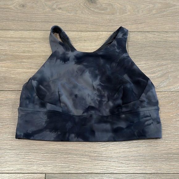 LULULEMON Diamond Dye Pitch Grey Graphite Grey Wunder Train Longline Bra Size 8 - Picture 2 of 12
